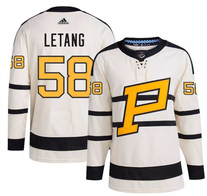 Mens Pittsburgh Penguins #58 Kris Letang Cream 2023 Winter Classic Stitched Jersey Dzhi
